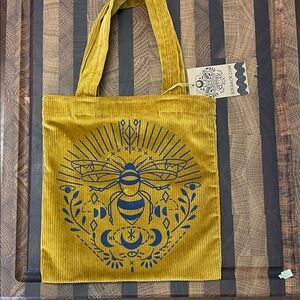 Bee Corduroy Small Tote Bag